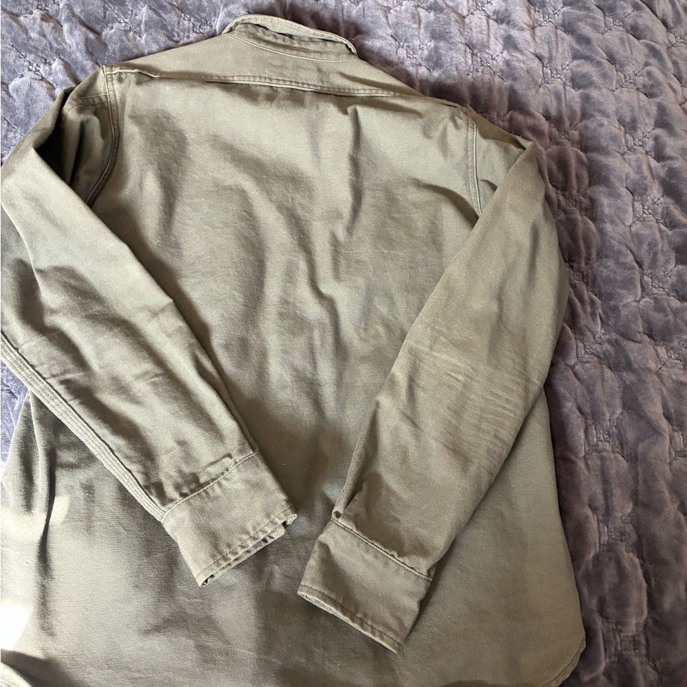 Men's Olive Green Button-Up Utility Shirt - Picture 6 of 6